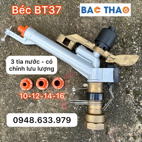 Béc BT37 - phun mưa 3 tia nước rất đều có thể điều chỉnh chế độ tưới đẫm và tưới tiết kiệm