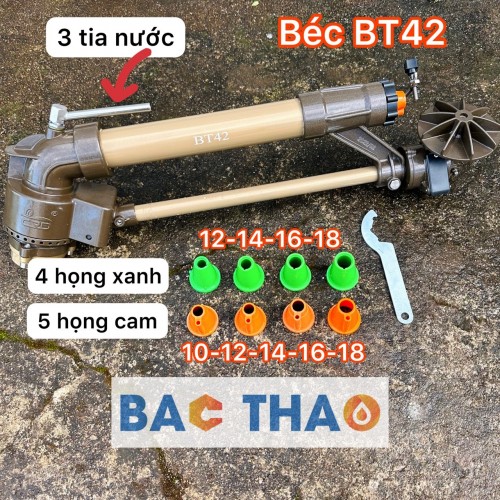 Béc BT42 - béc tưới phun mưa chạy bánh răng lật truyền động 2 trục chống cặn sỏi đá